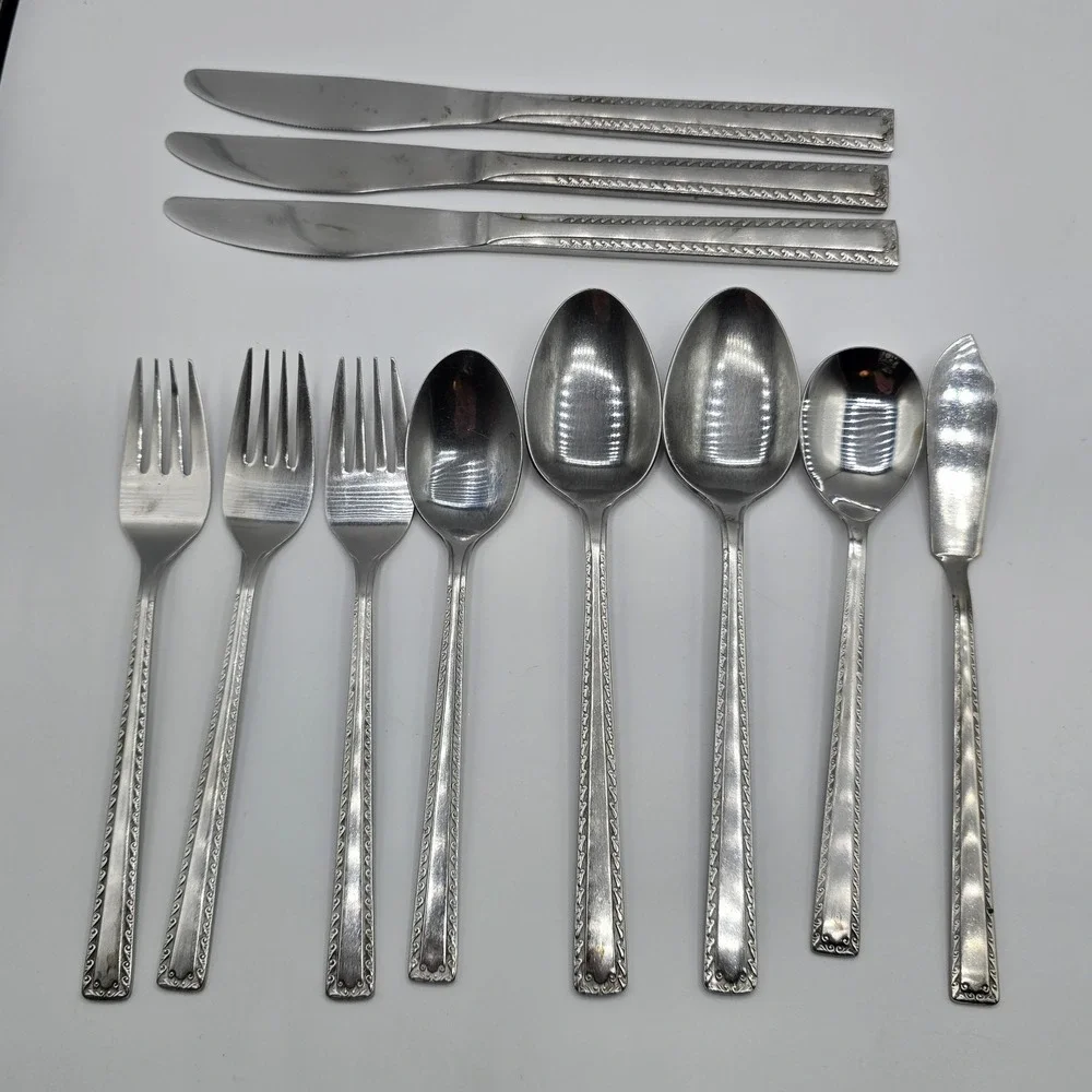 Vtg Lot of 11‎ WATERTOWN Mid-Century Stainless Steel Flatware Japan Spoon Fork +